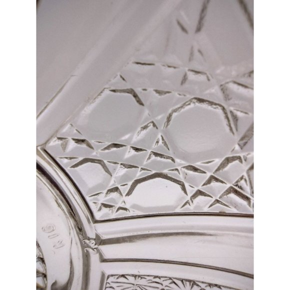 Small Plates Saucers Clear Glass Cut Daisey and Cane  Malaysian Marked Set of 3 - Picture 7 of 13